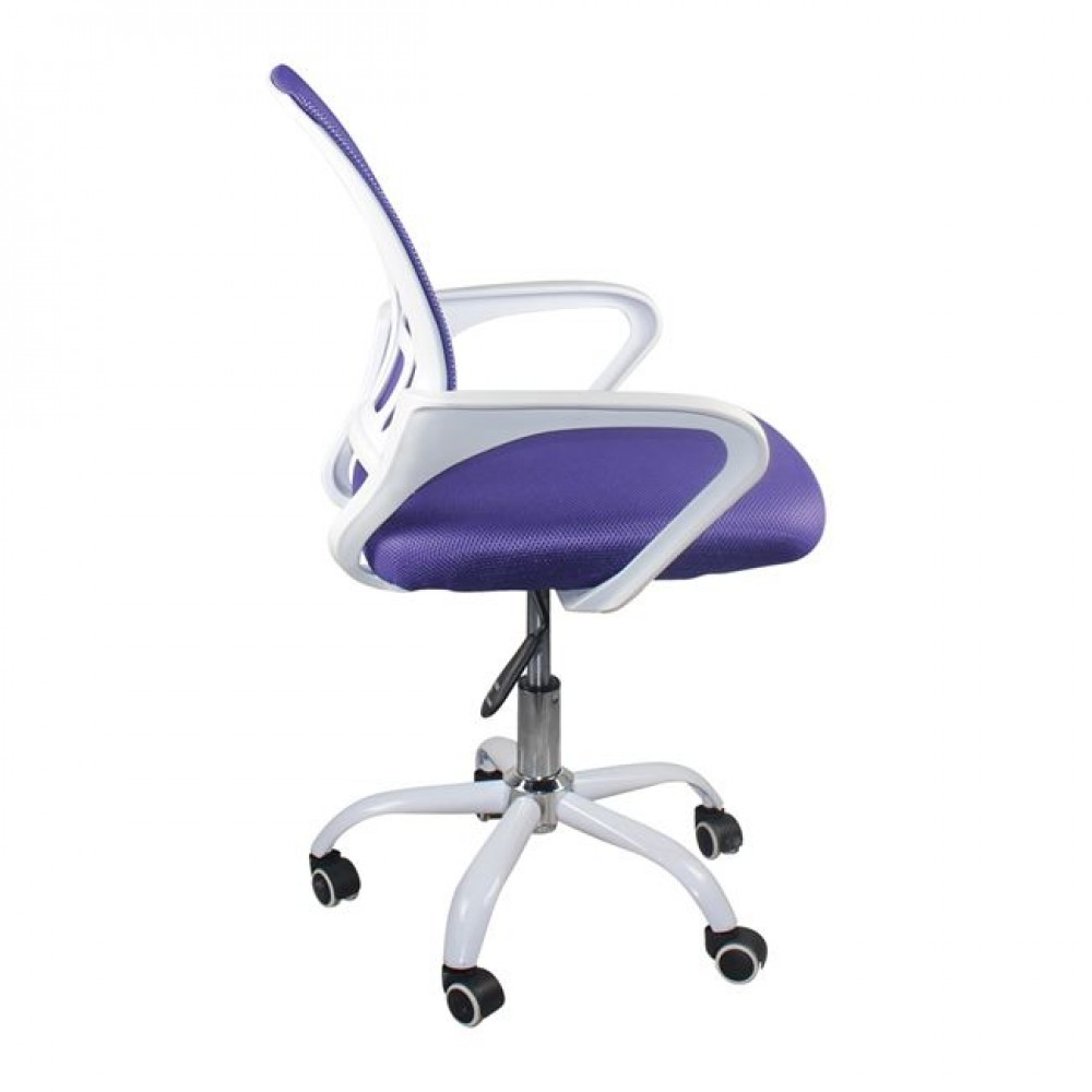 Πολυθρόνα γραφείου "BF2101-SC" από ύφασμα mesh/μέταλλο σε μωβ/λευκό χρώμα 56x55x84