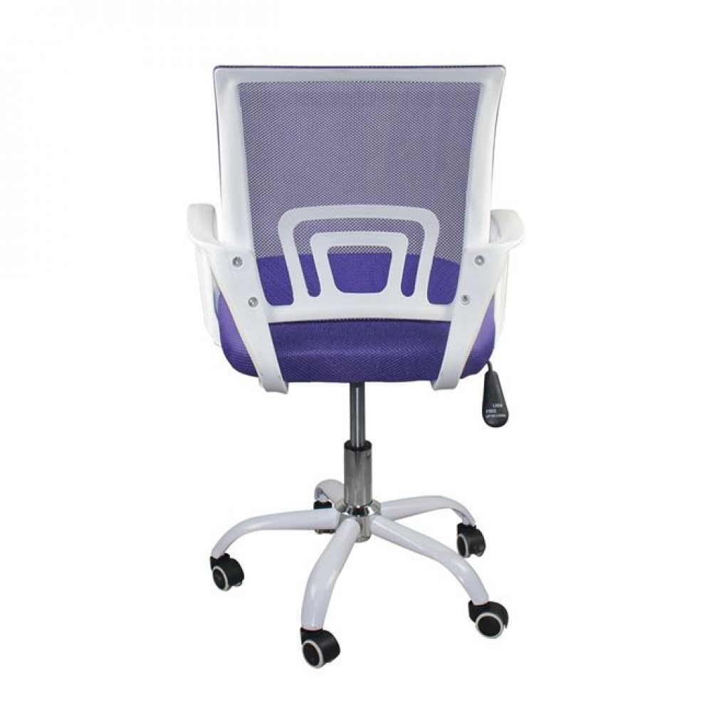 Πολυθρόνα γραφείου "BF2101-SC" από ύφασμα mesh/μέταλλο σε μωβ/λευκό χρώμα 56x55x84