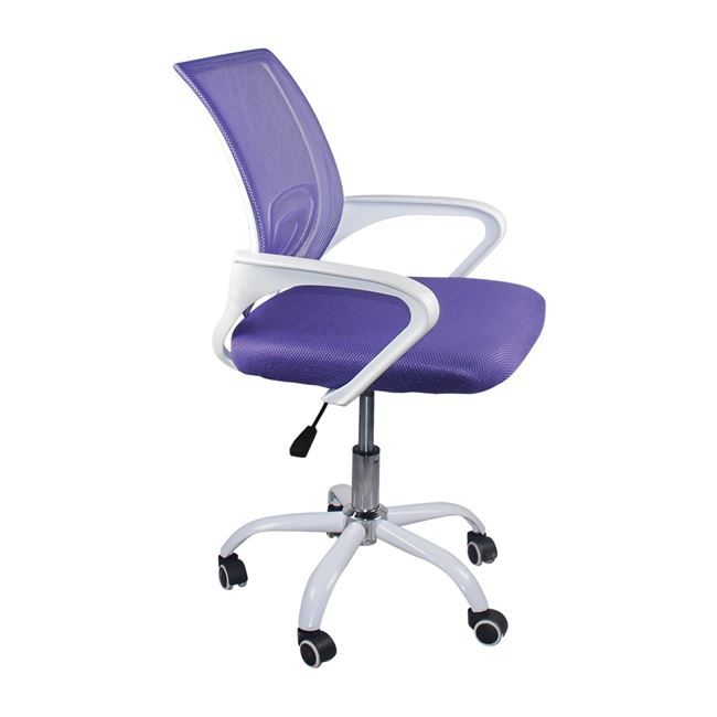 Πολυθρόνα γραφείου "BF2101-SC" από ύφασμα mesh/μέταλλο σε μωβ/λευκό χρώμα 56x55x84