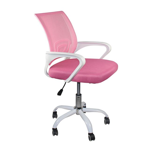 Πολυθρόνα γραφείου "BF2101-SC" από ύφασμα mesh σε ροζ/λευκό χρώμα 56x55x84