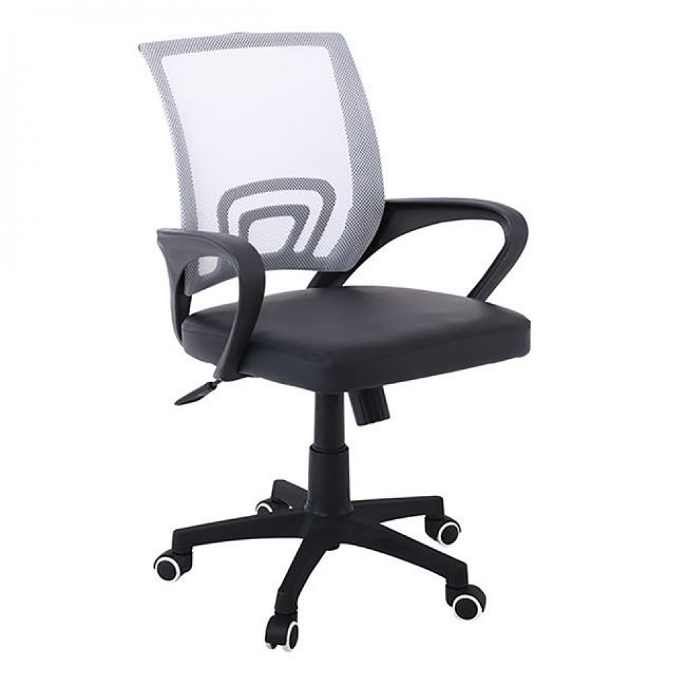 Πολυθρόνα γραφείου από ύφασμα/PU σε χρώμα μαύρο/γκρι 60x54x84/94