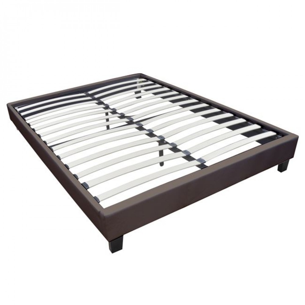 Κρεβάτι υπόστρωμα "WILTON" από PU σε χρώμα σκόυρο καφέ 167x211x29