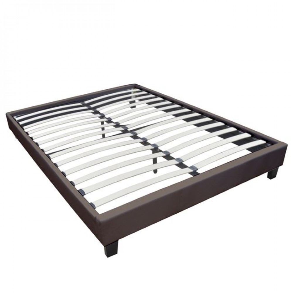 Κρεβάτι υπόστρωμα "WILTON" από τεχνόδερμα σε χρώμα καφέ 150x200