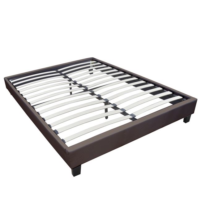 Κρεβάτι υπόστρωμα "WILTON" από τεχνόδερμα σε χρώμα καφέ 150x200