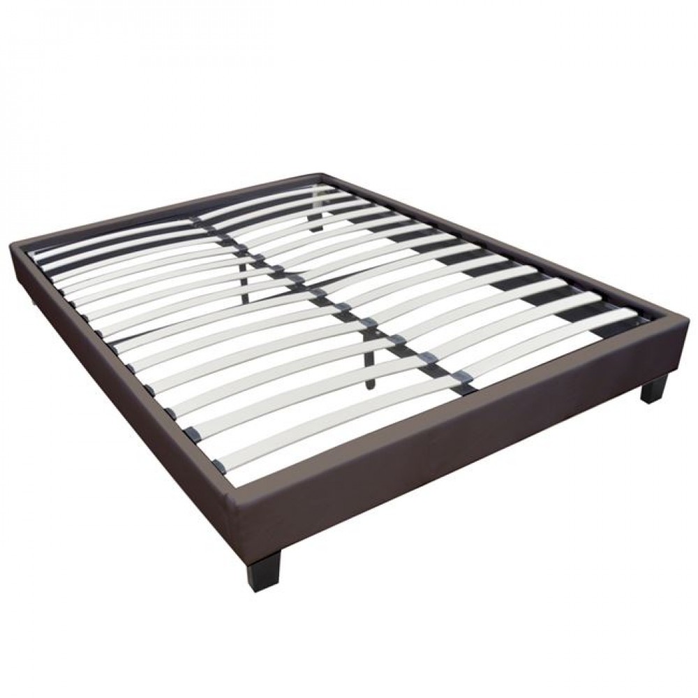 Κρεβάτι υπόστρωμα "WILTON" από PU σε χρώμα καφέ 90x200