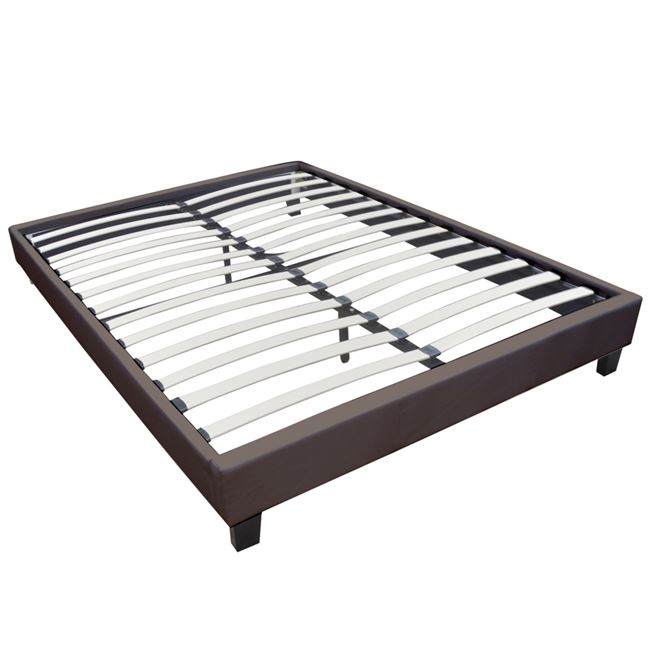 Κρεβάτι υπόστρωμα "WILTON" από PU σε χρώμα καφέ 90x200