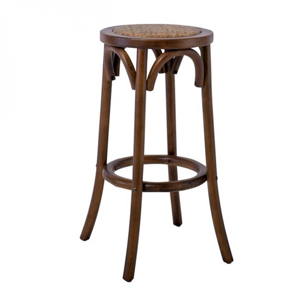 Σκαμπό μπαρ "VIENNA" από ξύλο οξυά σε χρώμα καρυδί 36x36x71