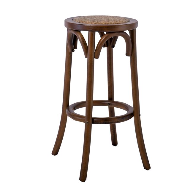 Σκαμπό μπαρ "VIENNA" από ξύλο οξυά σε χρώμα καρυδί 36x36x71