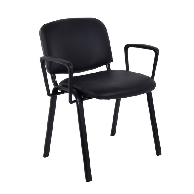 Πολυθρόνα επισκέπτη "SIGMA" από μέταλλο/PVC σε μαύρο χρώμα 67x57x79