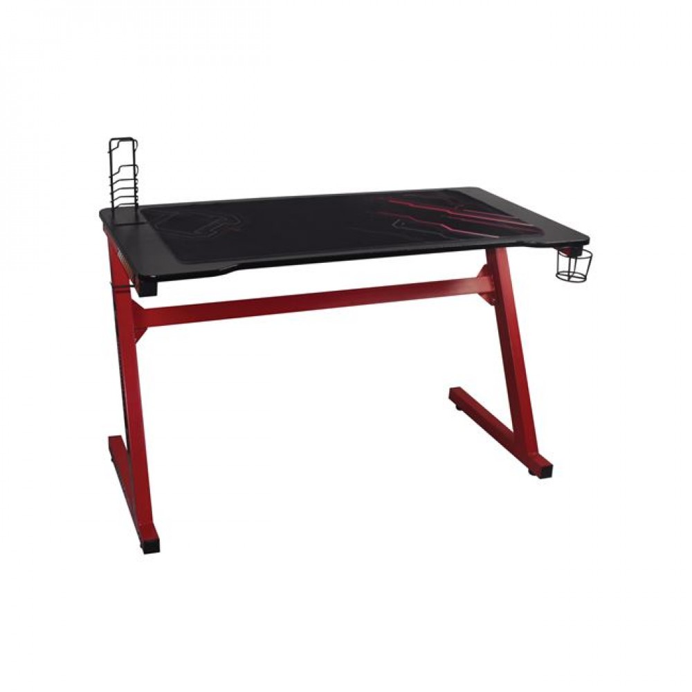 Γραφείο gaming από μέταλλο σε μαύρο/κόκκινο χρώμα 120x60x75