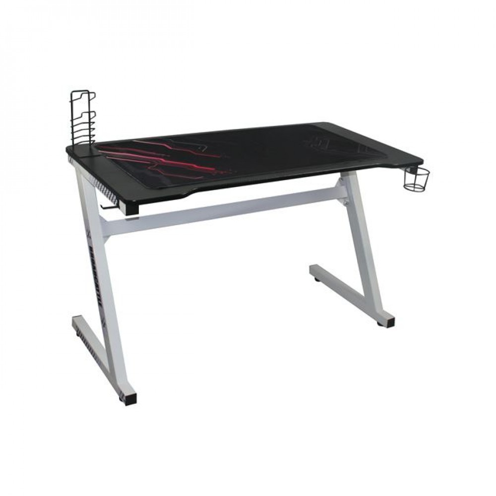 Γραφείο gaming από μέταλλο σε λευκό/μαύρο χρώμα 120x60x75