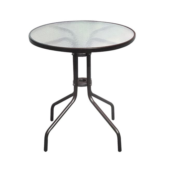 Τραπέζι κήπου "BALENO" από μέταλλο/γυαλί σε καφέ χρώμα Φ60x70