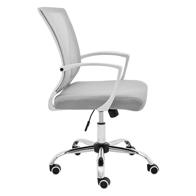 Πολυθρόνα γραφείου "BF2120-S" από μέταλλο/ύφασμα mesh σε λευκό/γκρι χρώμα 57x60x103