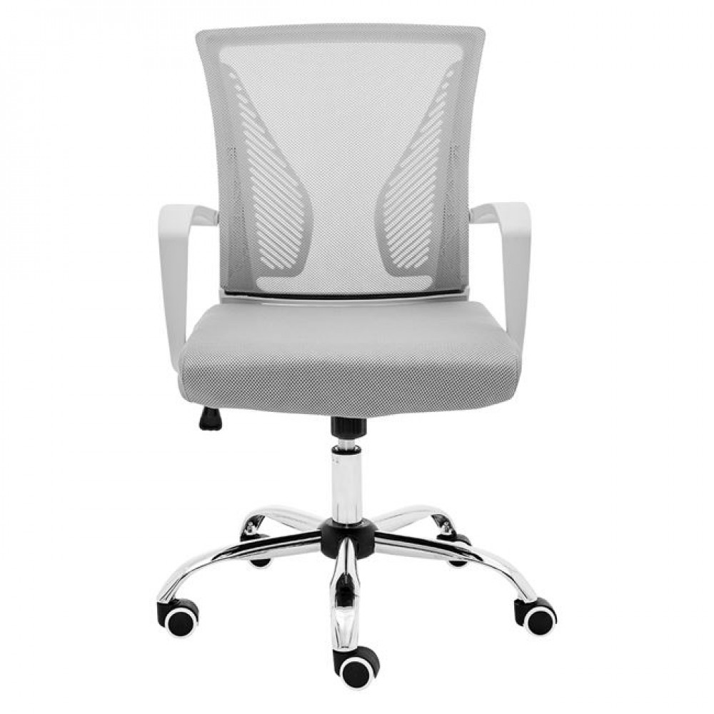 Πολυθρόνα γραφείου "BF2120-S" από μέταλλο/ύφασμα mesh σε λευκό/γκρι χρώμα 57x60x103