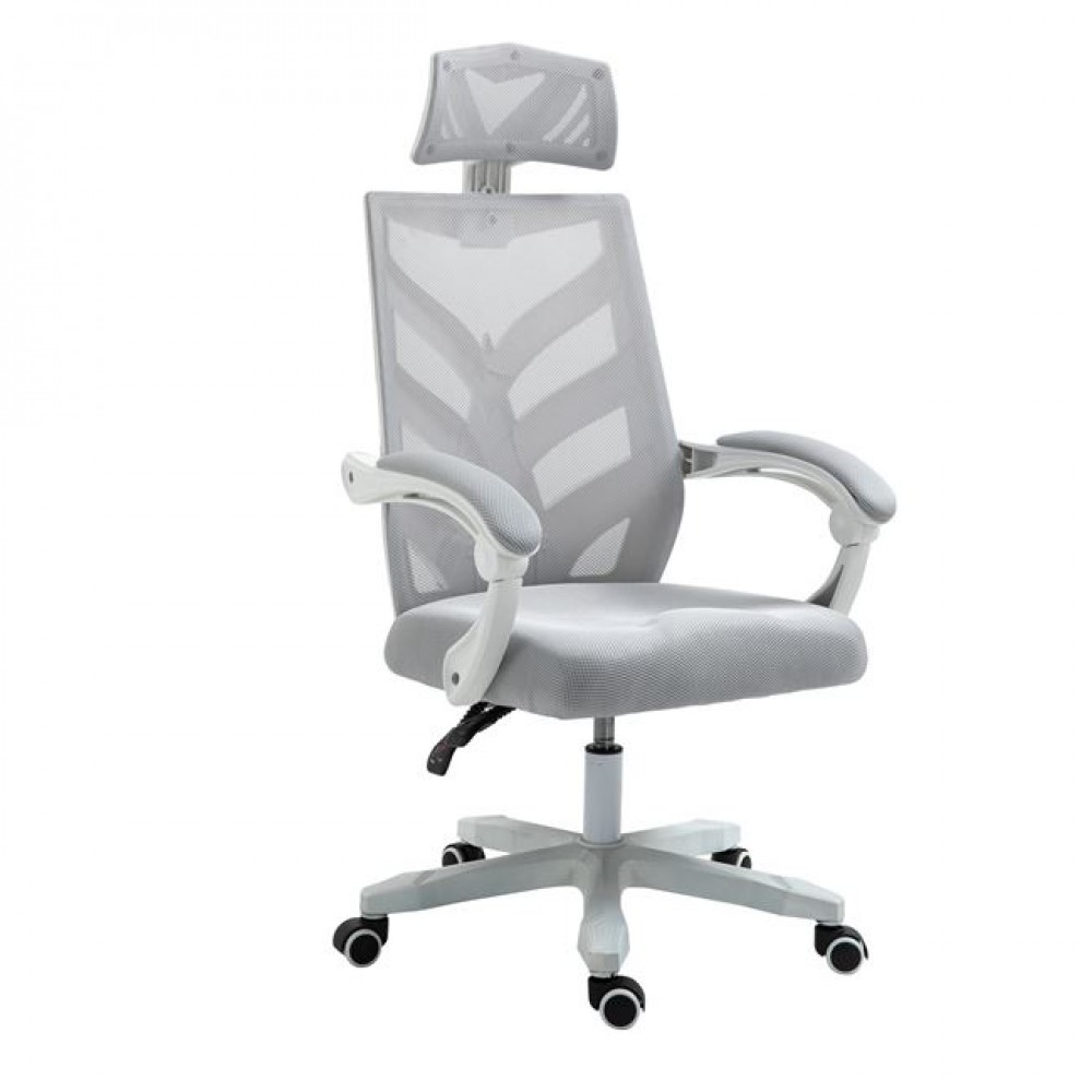 Πολυθρόνα διευθυντή "BF2985" από ύφασμα mesh σε άσπρο/γκρι χρώμα 60x66x121