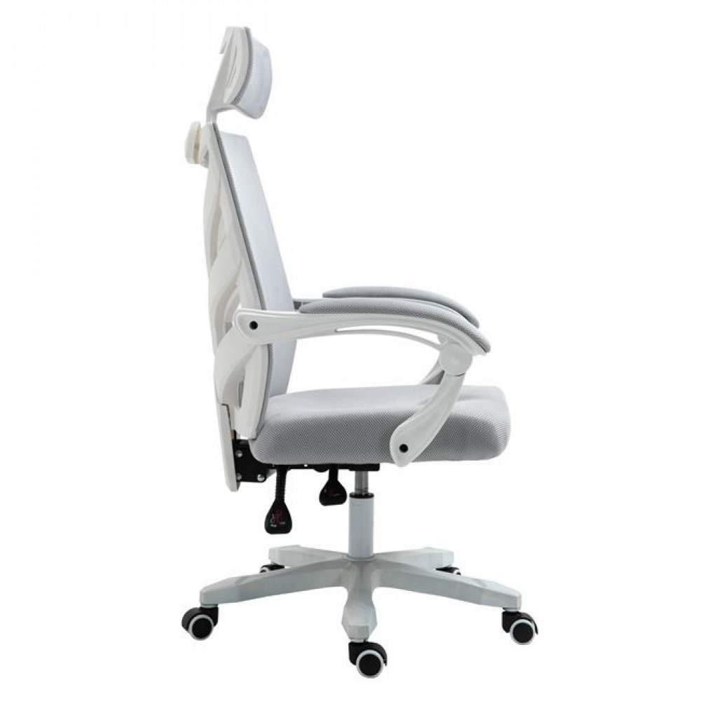Πολυθρόνα διευθυντή "BF2985" από ύφασμα mesh σε άσπρο/γκρι χρώμα 60x66x121