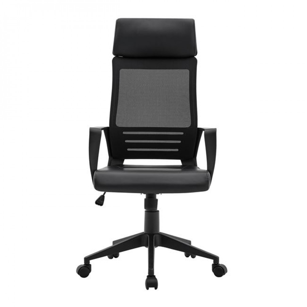 Πολυθρόνα διευθυντή "BF2500" από ύφασμα mesh/PU σε μαύρο χρώμα 58x62x126