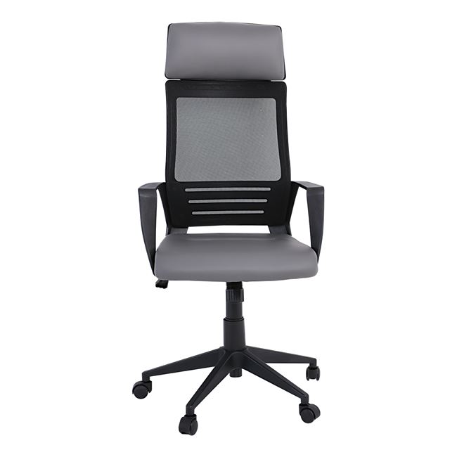 Πολυθρόνα διευθυντή "BF2500" από ύφασμα mesh/PVC/PU σε μαύρο/γκρι χρώμα 58x62x116