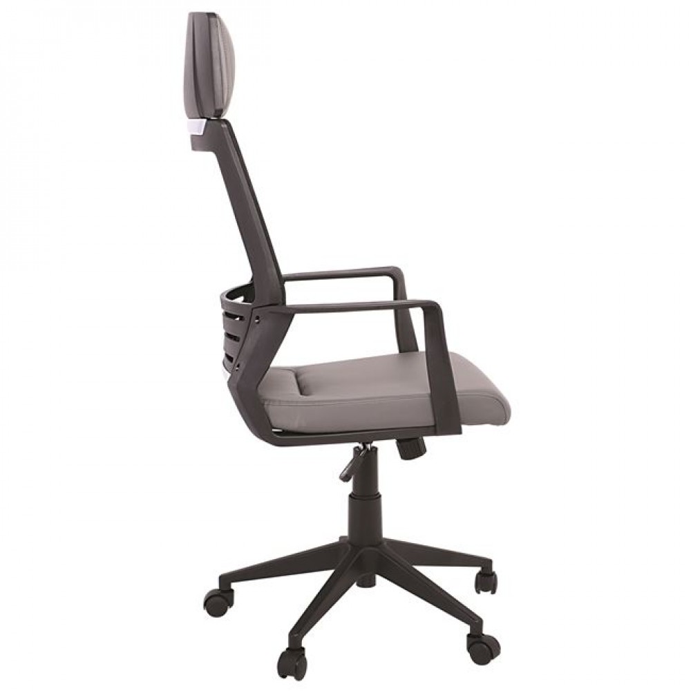 Πολυθρόνα διευθυντή "BF2500" από ύφασμα mesh/PVC/PU σε μαύρο/γκρι χρώμα 58x62x116