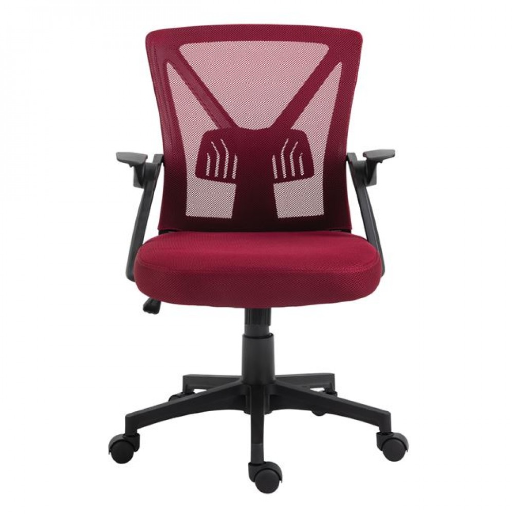 Πολυθρόνα γραφείου "BF2130" από ύφασμα mesh σε μπορντώ χρώμα 61x57x101