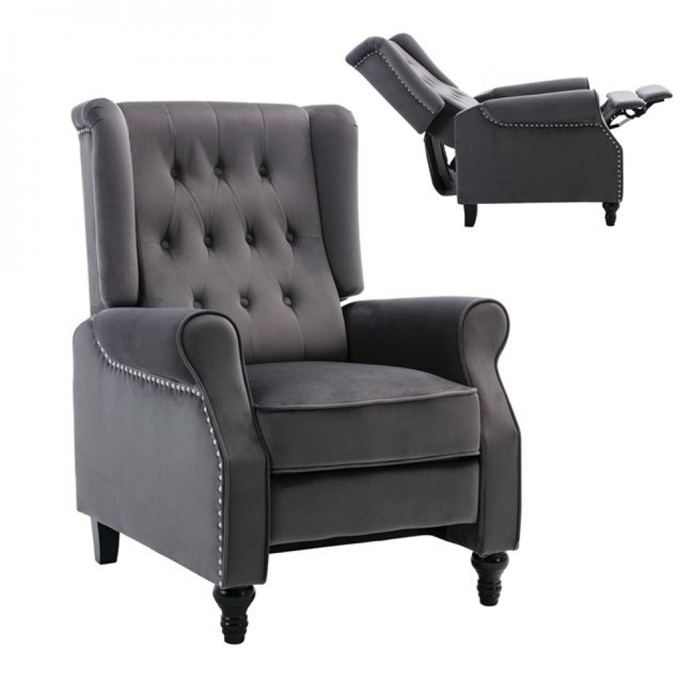 Πολυθρόνα μπερζέρα "CHESTER" από ύφασμα σε γκρι χρώμα 78x85x104