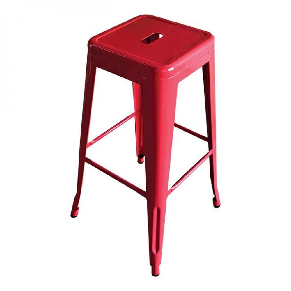 Σκαμπό μπαρ "RELIX" από μέταλλο σε κόκκινο χρώμα 43x43x76