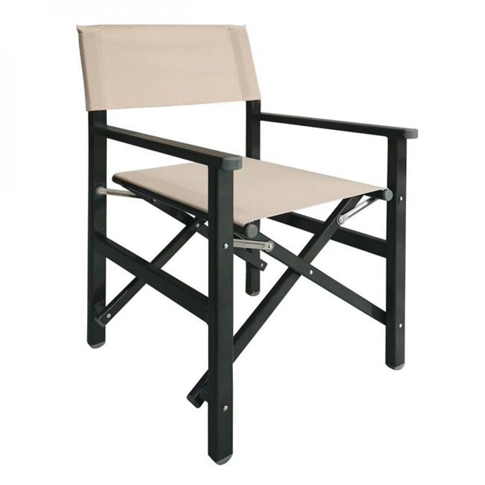 Πολυθρόνα σκηνοθέτη από αλουμίνιο/textilene σε ανθρακί/μπεζ χρώμα 54x50x88