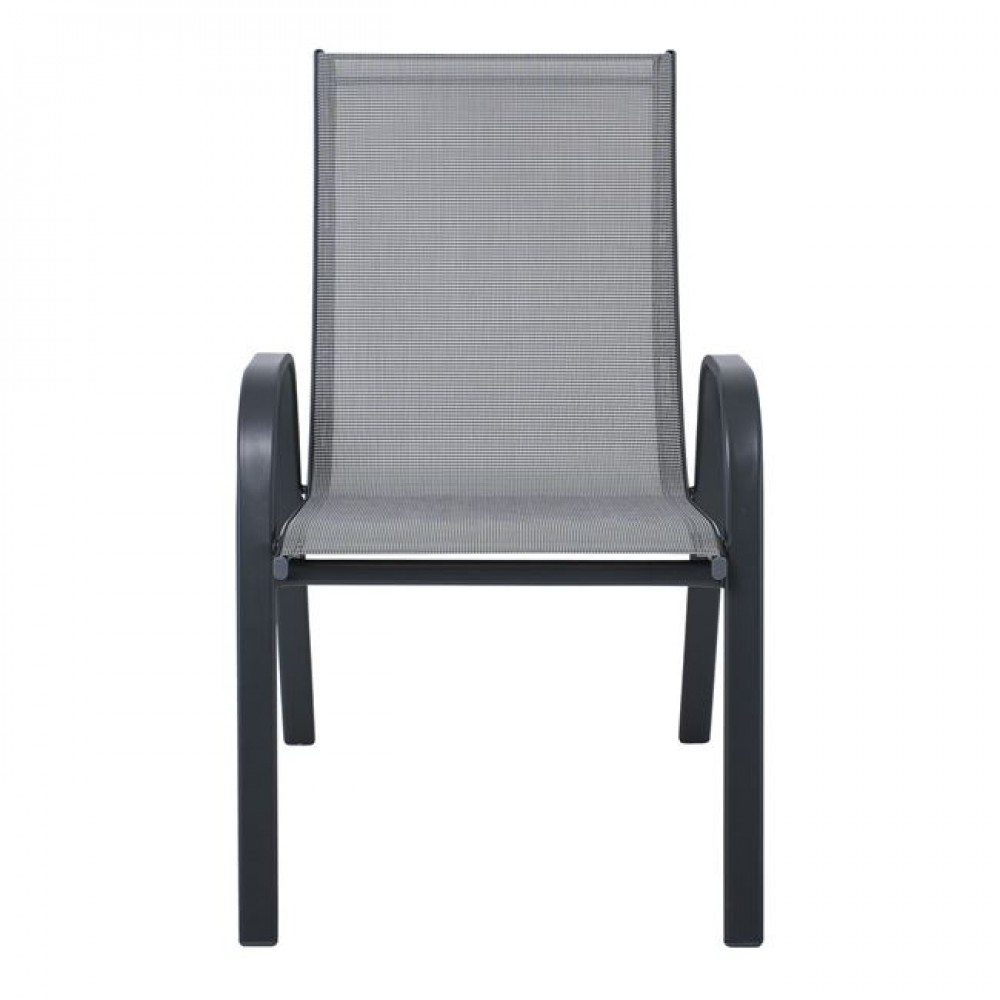 Πολυθρόνα κήπου "RIO" από μέταλλο/textilene σε ανθρακί/γκρι χρώμα 55x74x91