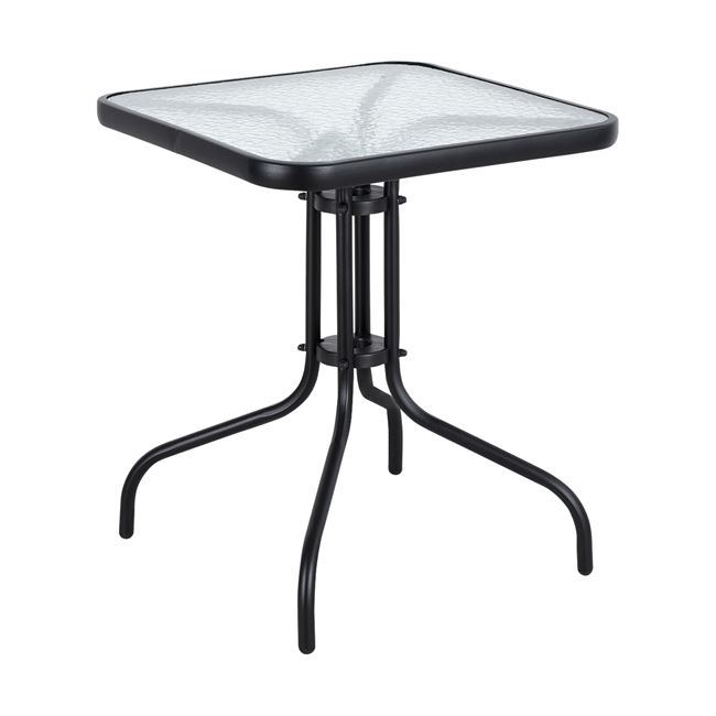Τραπέζι κήπου "BALENO" από μέταλλο/γυαλί σε μαύρο χρώμα 70x70x70