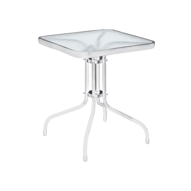 Τραπέζι κήπου "BALENO" από μέταλλο/γυαλί σε λευκό χρώμα 70x70x70