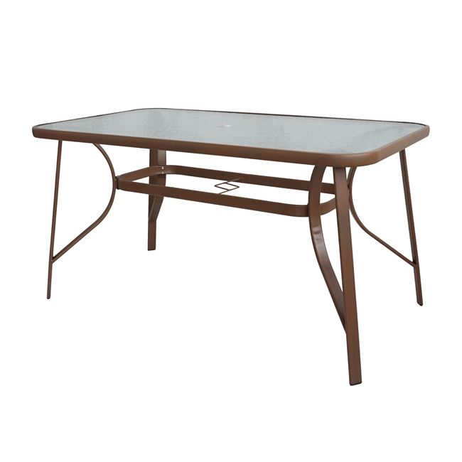 Τραπέζι "RIO" από μέταλλο/γυαλί σε καφέ χρώμα 120x70x71