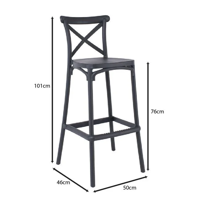 Σκαμπό μπαρ "DESTINY" από πολυπροπυλένιο σε χρώμα ανθρακί 53x45x75/107