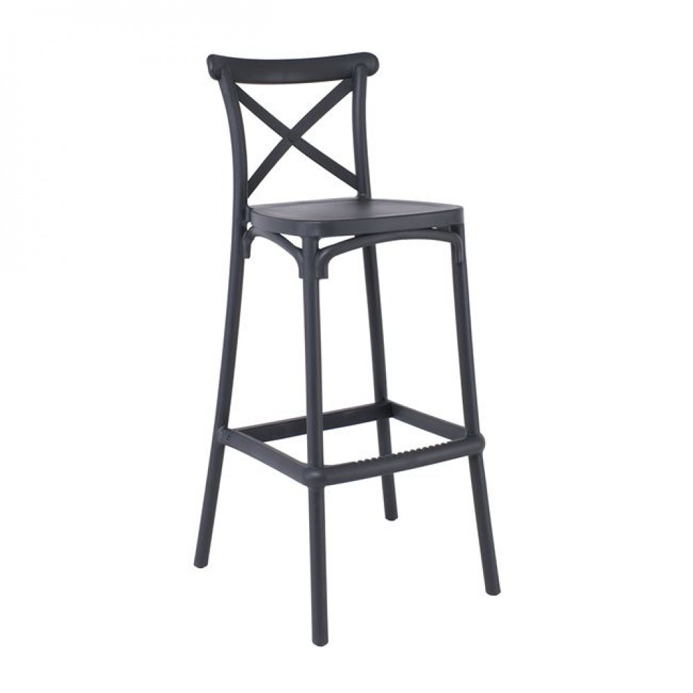 Σκαμπό μπαρ "DESTINY" από πολυπροπυλένιο σε χρώμα ανθρακί 53x45x75/107