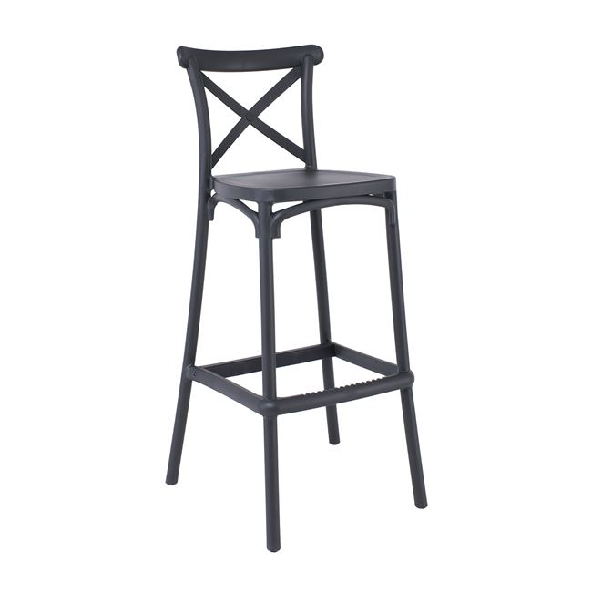 Σκαμπό μπαρ "DESTINY" από πολυπροπυλένιο σε χρώμα ανθρακί 53x45x75/107