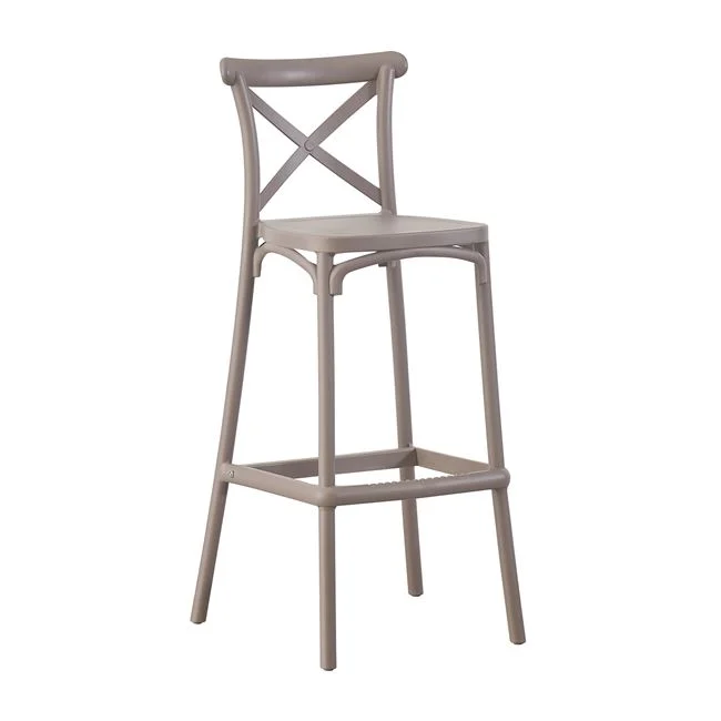 Σκαμπό μπαρ "DESTINY" από πολυπροπυλένιο σε χρώμα μόκα 53x45x75/107