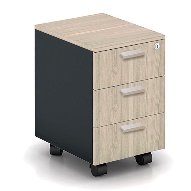 Συρταριέρα τροχήλατη "PROGRESS" σε φυσικό/γκρι χρώμα 41x45x59