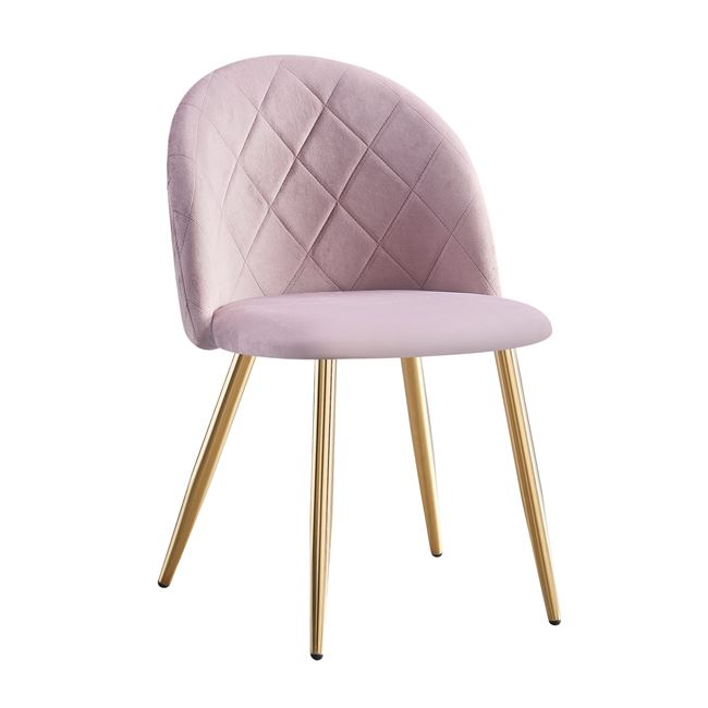 Καρέκλα τραπεζαρίας "BELLA" από μέταλλο/ύφασμα σε χρυσό/ροζ χρώμα 50x56x80