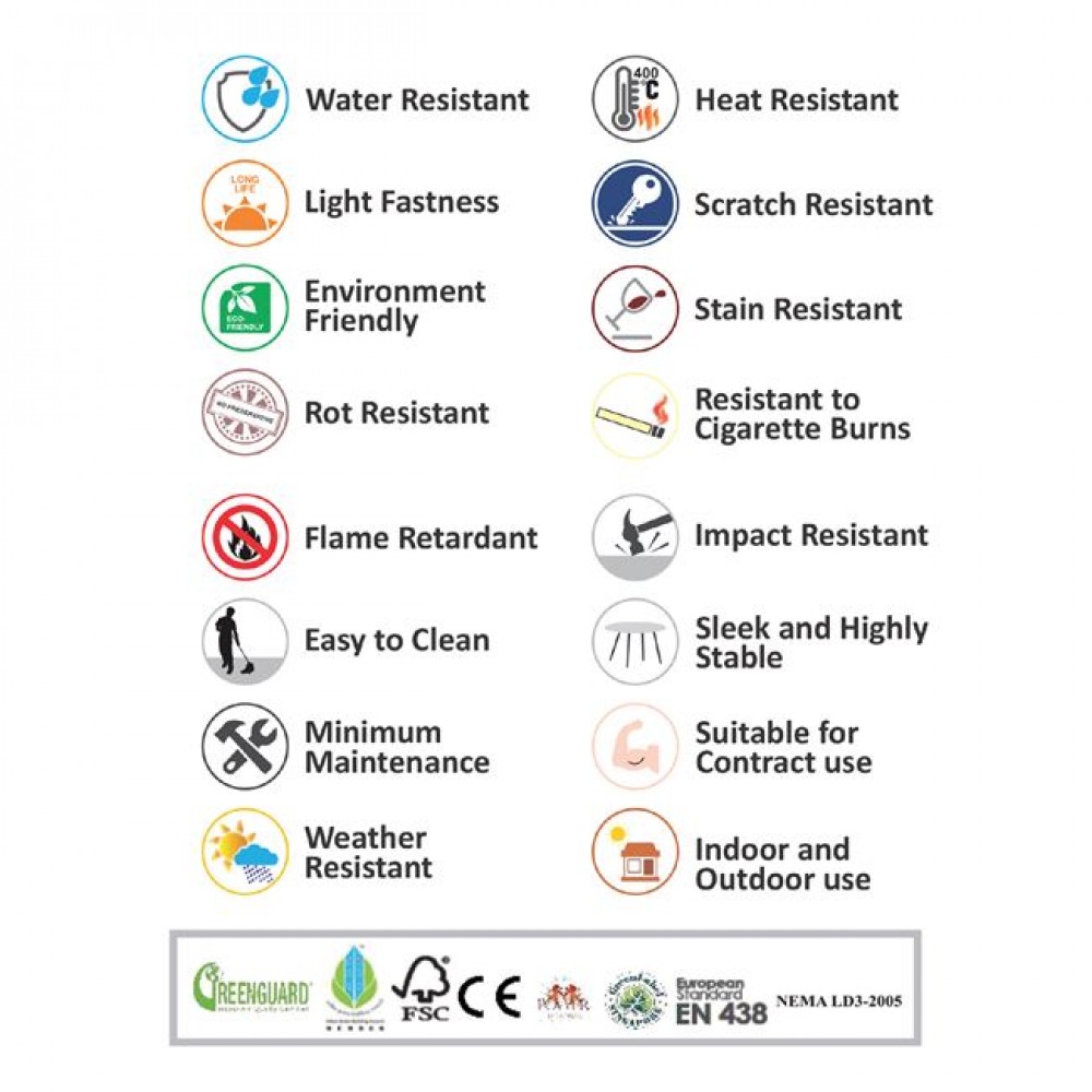 Επιφάνεια τραπεζιού από HPL σε λευκό με εφέ μαρμάρου χρώμα 60x60x1.2