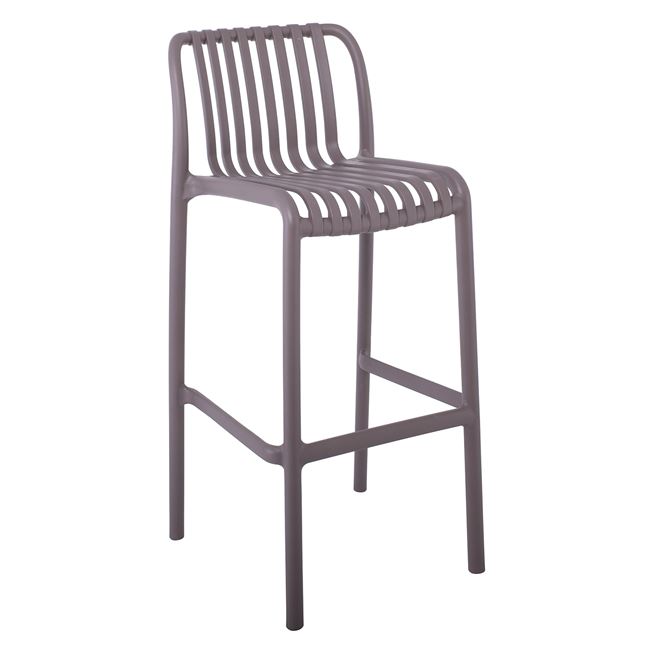 Σκαμπώ μπαρ εξωτερικού χώρου "MODA" από PP σε μόκα χρώμα 45x49x101