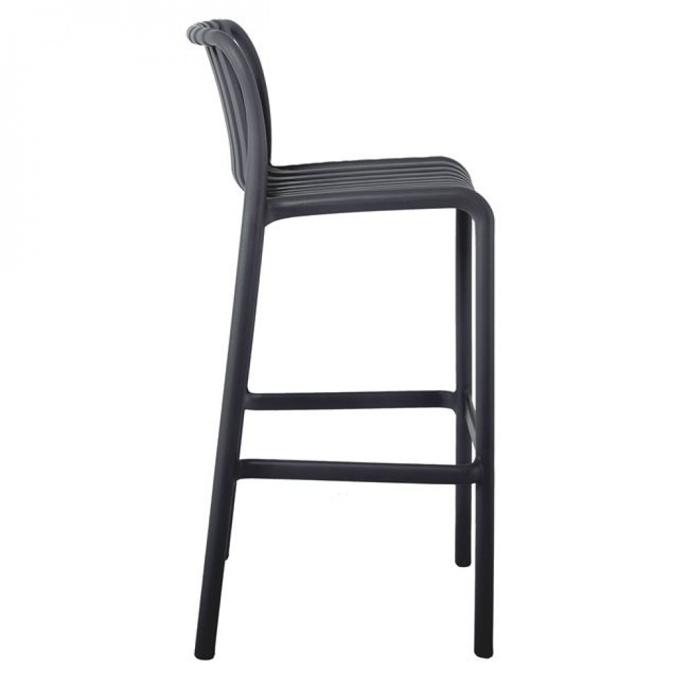 Σκαμπώ μπαρ εξωτερικού χώρου "MODA" από PP σε ανθρακί χρώμα 45x49x101