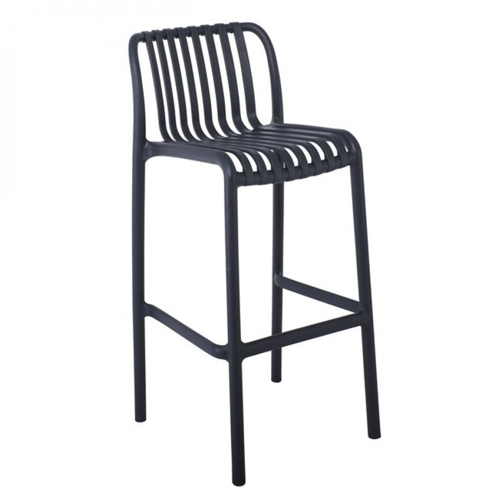 Σκαμπώ μπαρ εξωτερικού χώρου "MODA" από PP σε ανθρακί χρώμα 45x49x101