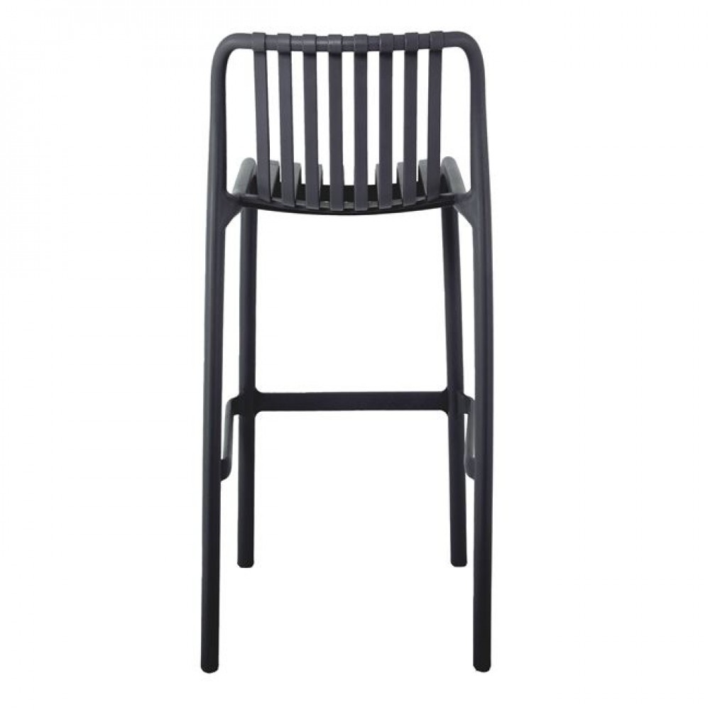 Σκαμπώ μπαρ εξωτερικού χώρου "MODA" από PP σε ανθρακί χρώμα 45x49x101