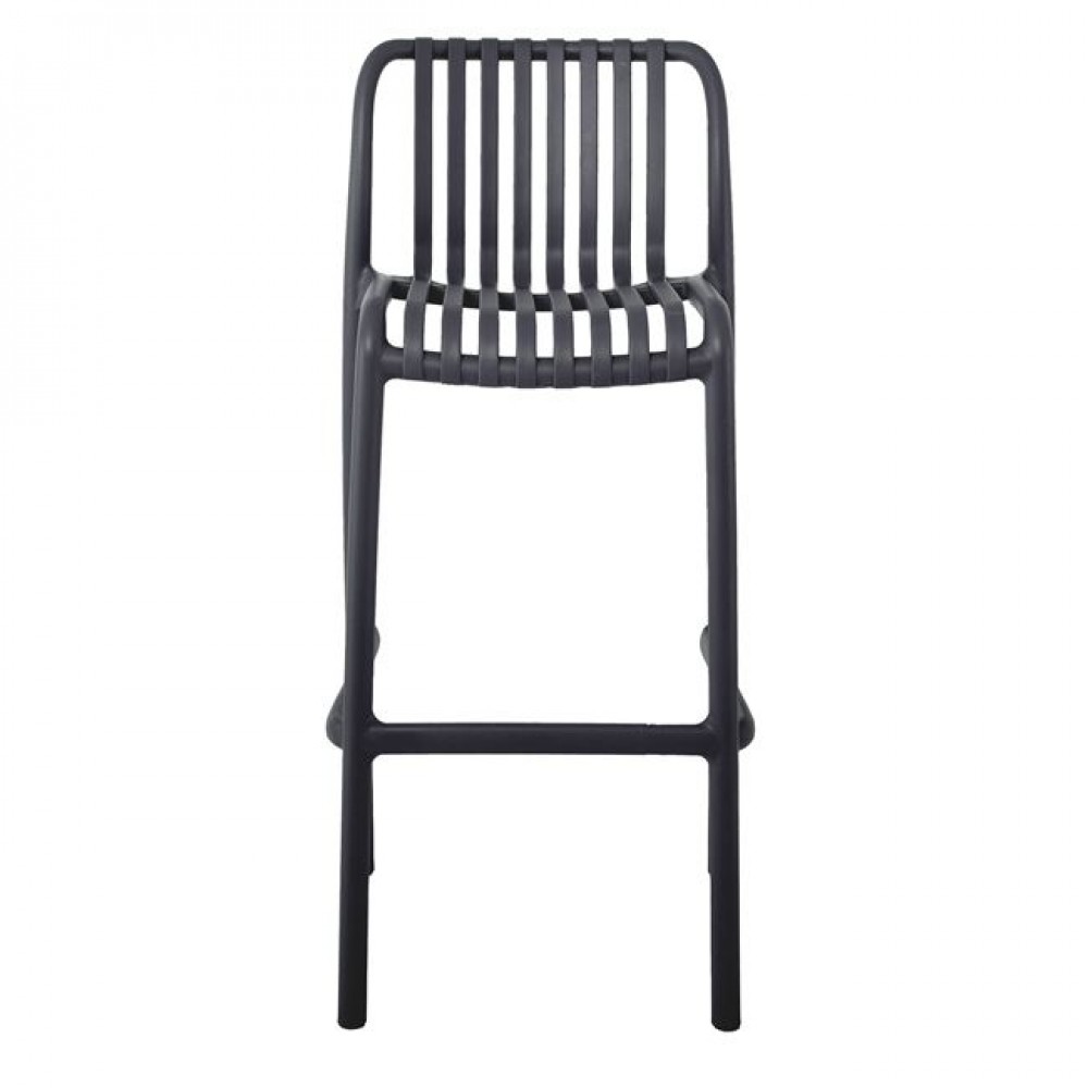 Σκαμπώ μπαρ εξωτερικού χώρου "MODA" από PP σε ανθρακί χρώμα 45x49x101