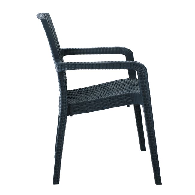 Πολυθρόνα κήπου "LORA" στοιβαζόμενη από πολυπροπυλένιο σε ανθρακί χρώμα 57x57x87