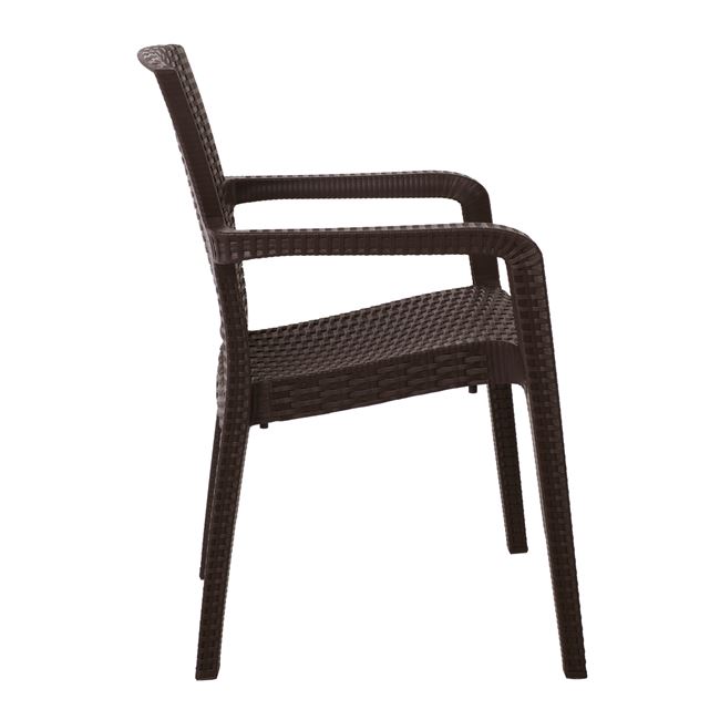 Πολυθρόνα κήπου "LORA" στοιβαζόμενη από πολυπροπυλένιο σε καφέ χρώμα 57x57x87