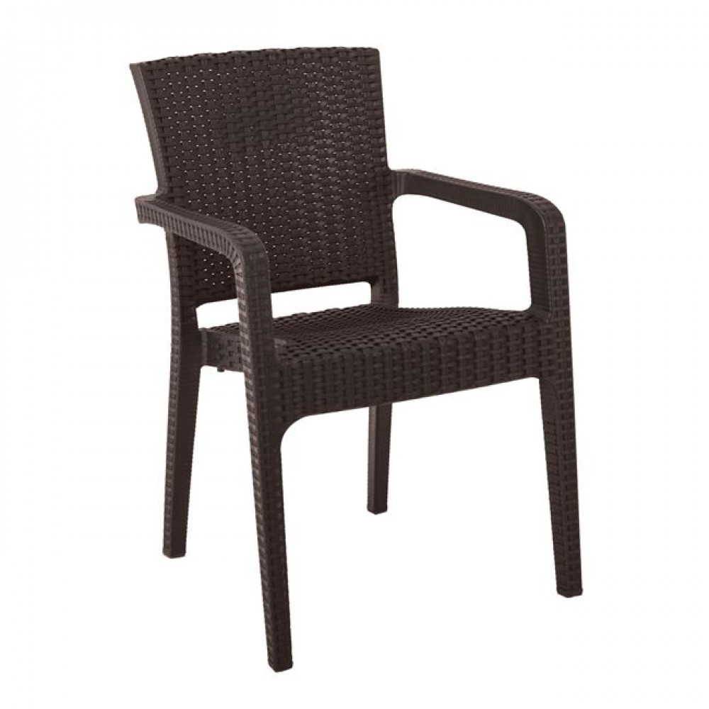 Πολυθρόνα κήπου "LORA" στοιβαζόμενη από πολυπροπυλένιο σε καφέ χρώμα 57x57x87