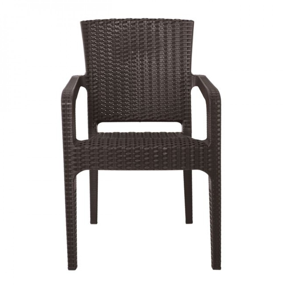 Πολυθρόνα κήπου "LORA" στοιβαζόμενη από πολυπροπυλένιο σε καφέ χρώμα 57x57x87