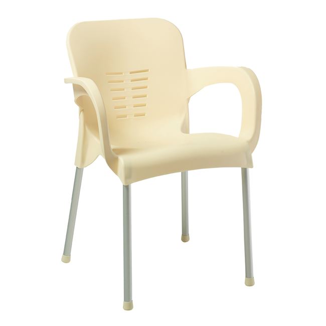 Πολυθρόνα εξωτερικού χώρου "LARA-II" από αλουμίνιο/PP σε εκρού/ασημί χρώμα 60x59x81