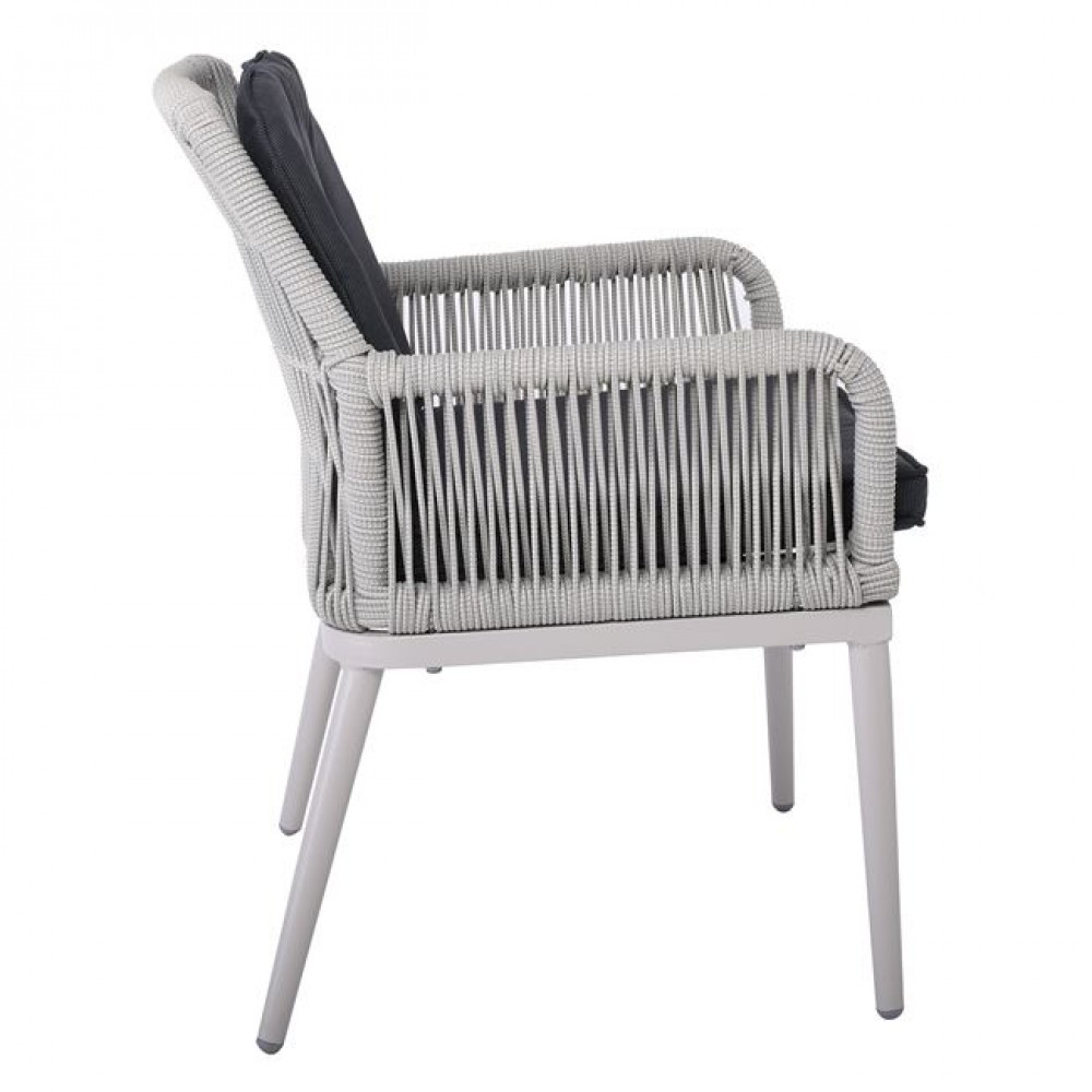 Πολυθρόνα εξωτερικού χώρου "ALLEY" από αλουμίνιο/wicker σε γκρι/ανθρακί χρώμα 62x64x85