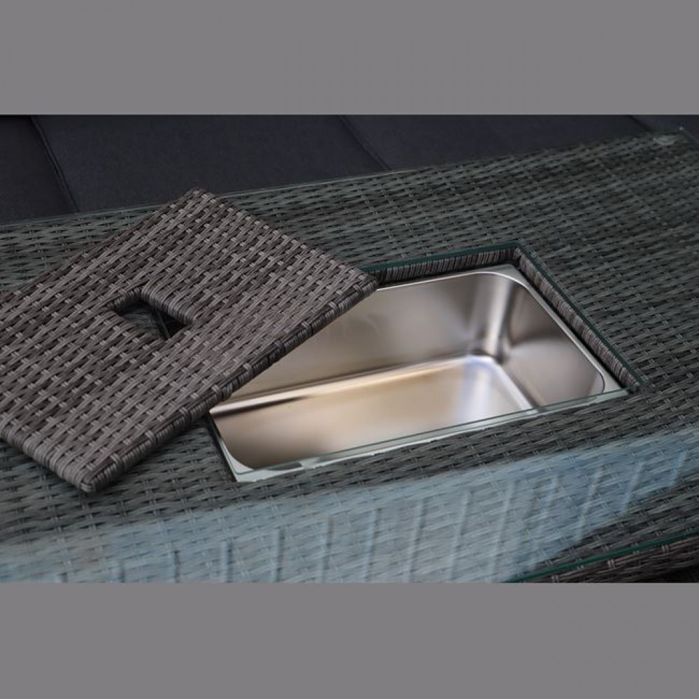 Σετ εξωτερικού χώρου "BOOZER" 5τμχ από αλουμίνιο/wicker σε γκρι χρώμα 204x76x83